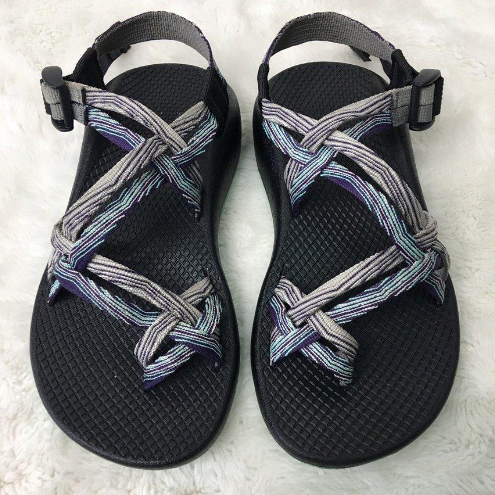 Chaco ZX2 Women Pixel Weave Black Green Strappy Vibram Sandals Size 6